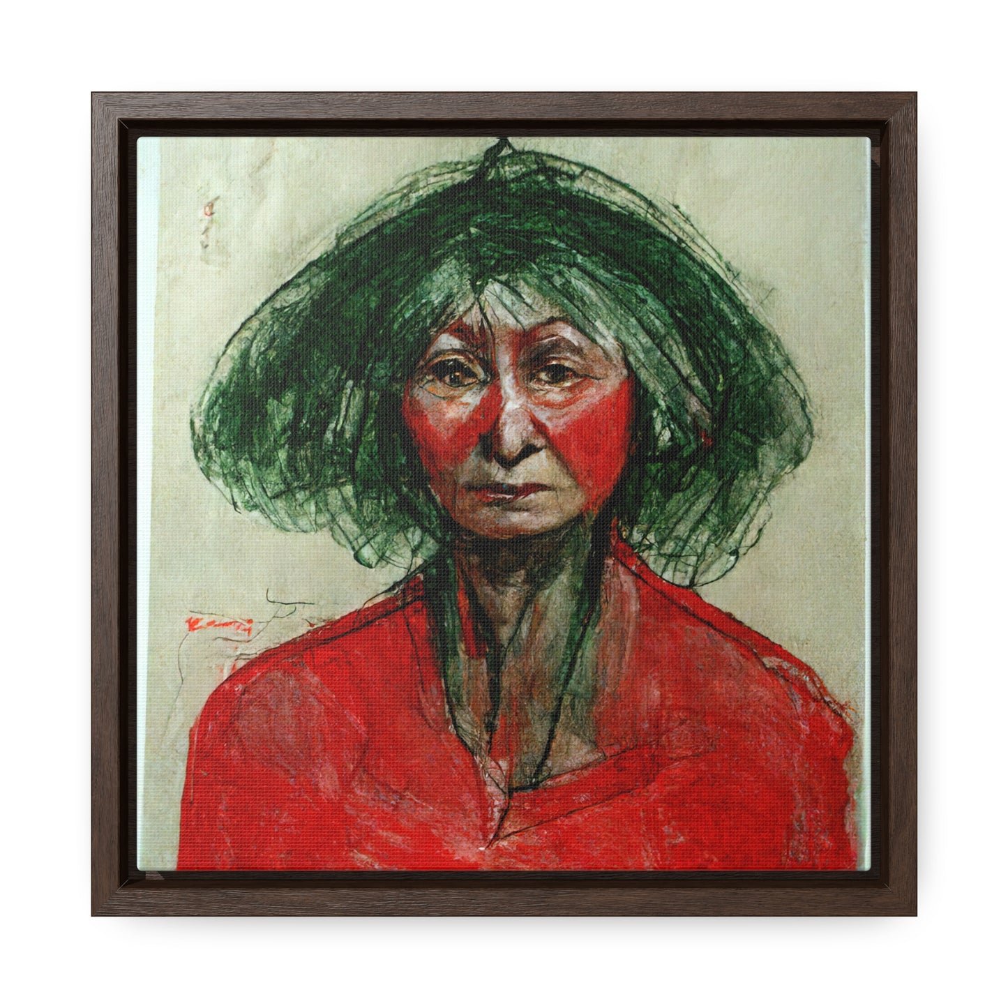 Loneliness Green Red 37, Valentinii, Gallery Canvas Wraps, Square Frame