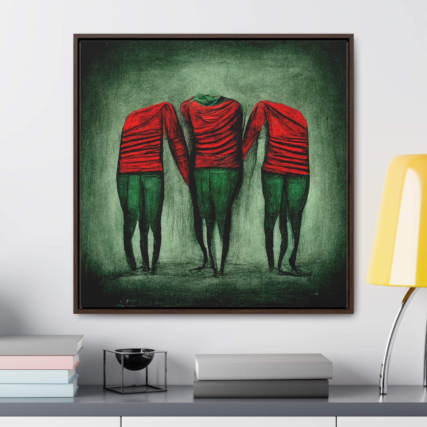 Loneliness Green Red 8, Valentinii, Gallery Canvas Wraps, Square Frame