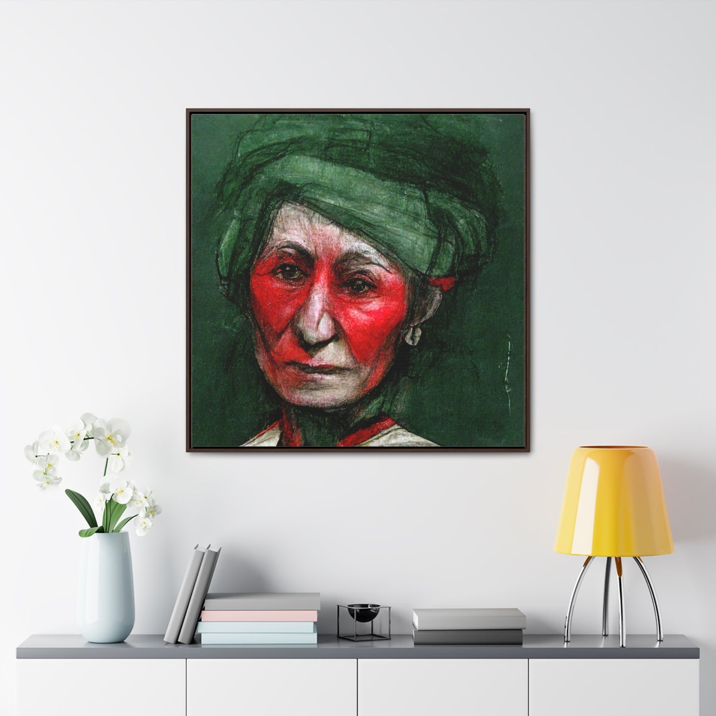 Loneliness Green Red 43, Valentinii, Gallery Canvas Wraps, Square Frame