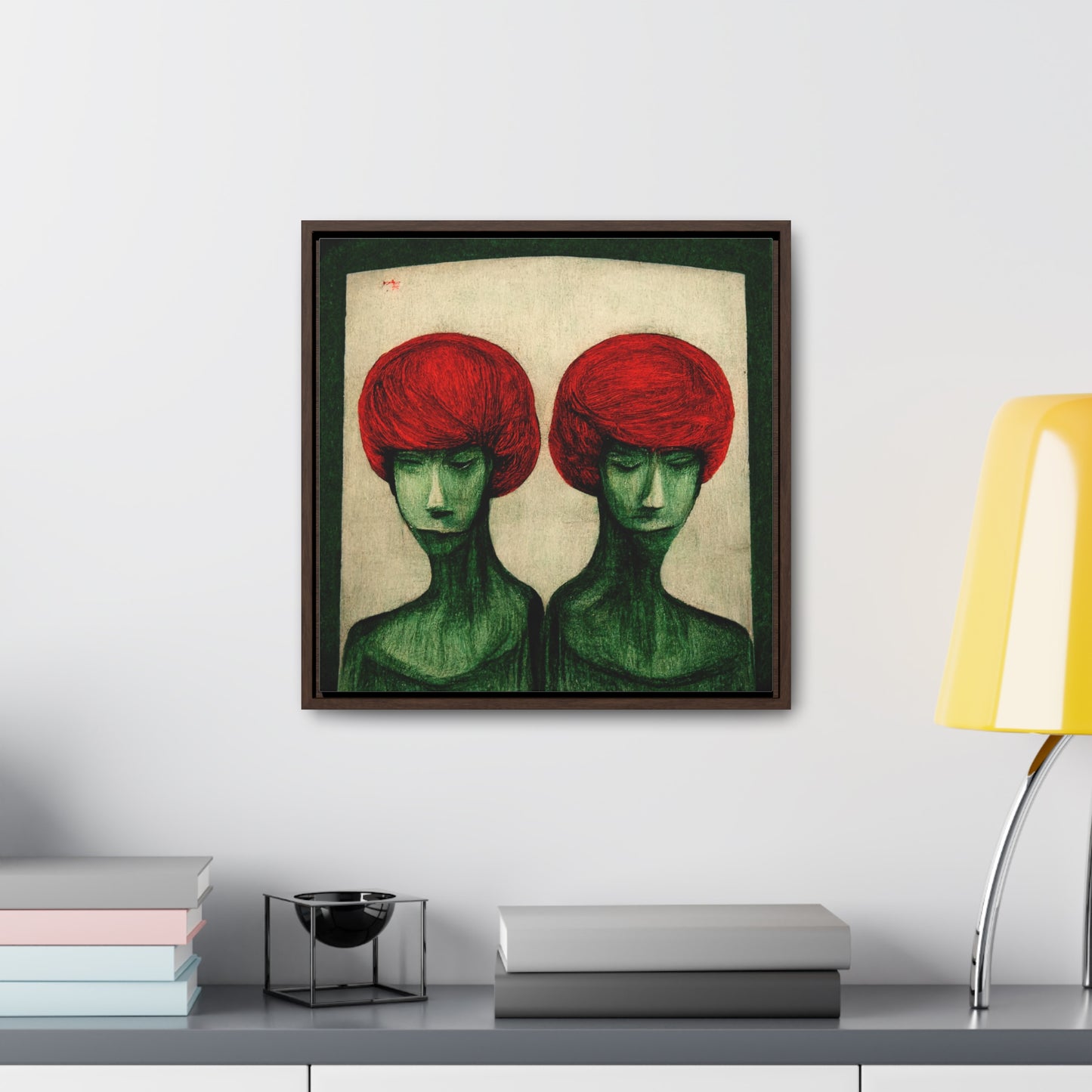 Loneliness Green Red 21, Valentinii, Gallery Canvas Wraps, Square Frame