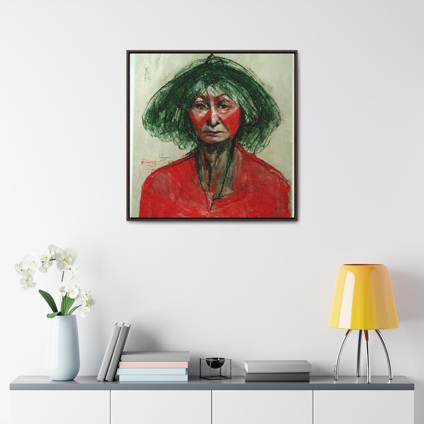 Loneliness Green Red 37, Valentinii, Gallery Canvas Wraps, Square Frame