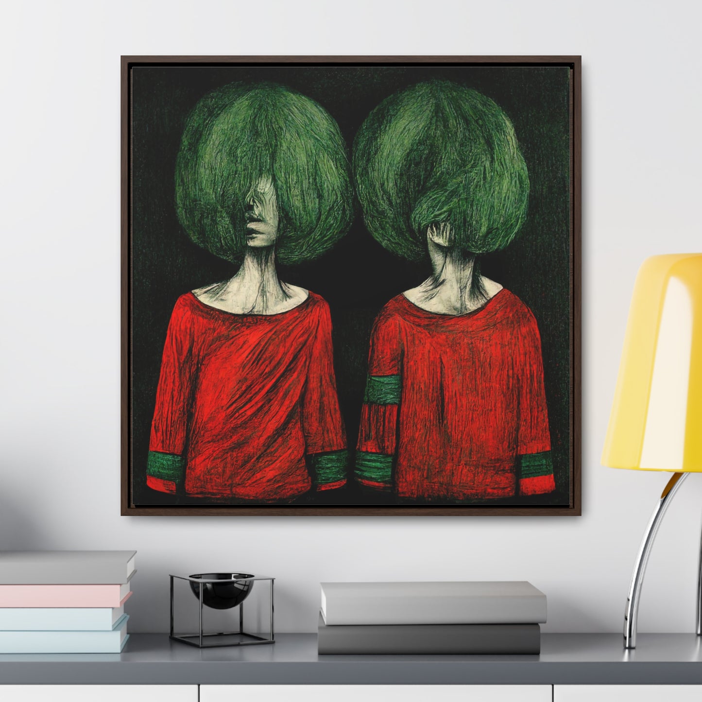 Loneliness Green Red 26, Valentinii, Gallery Canvas Wraps, Square Frame