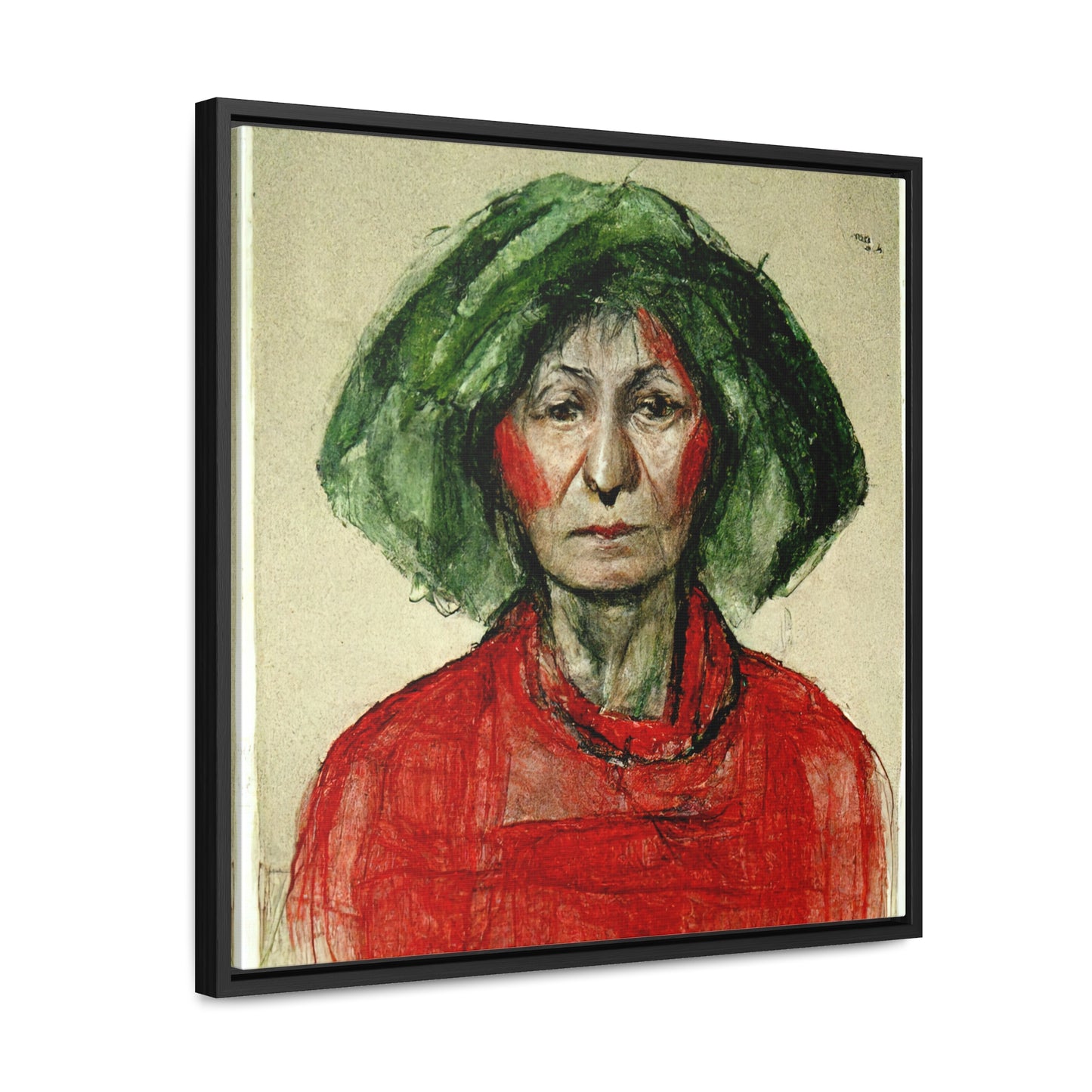 Loneliness Green Red 40, Valentinii, Gallery Canvas Wraps, Square Frame