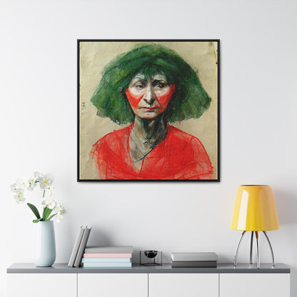 Loneliness Green Red 34, Valentinii, Gallery Canvas Wraps, Square Frame