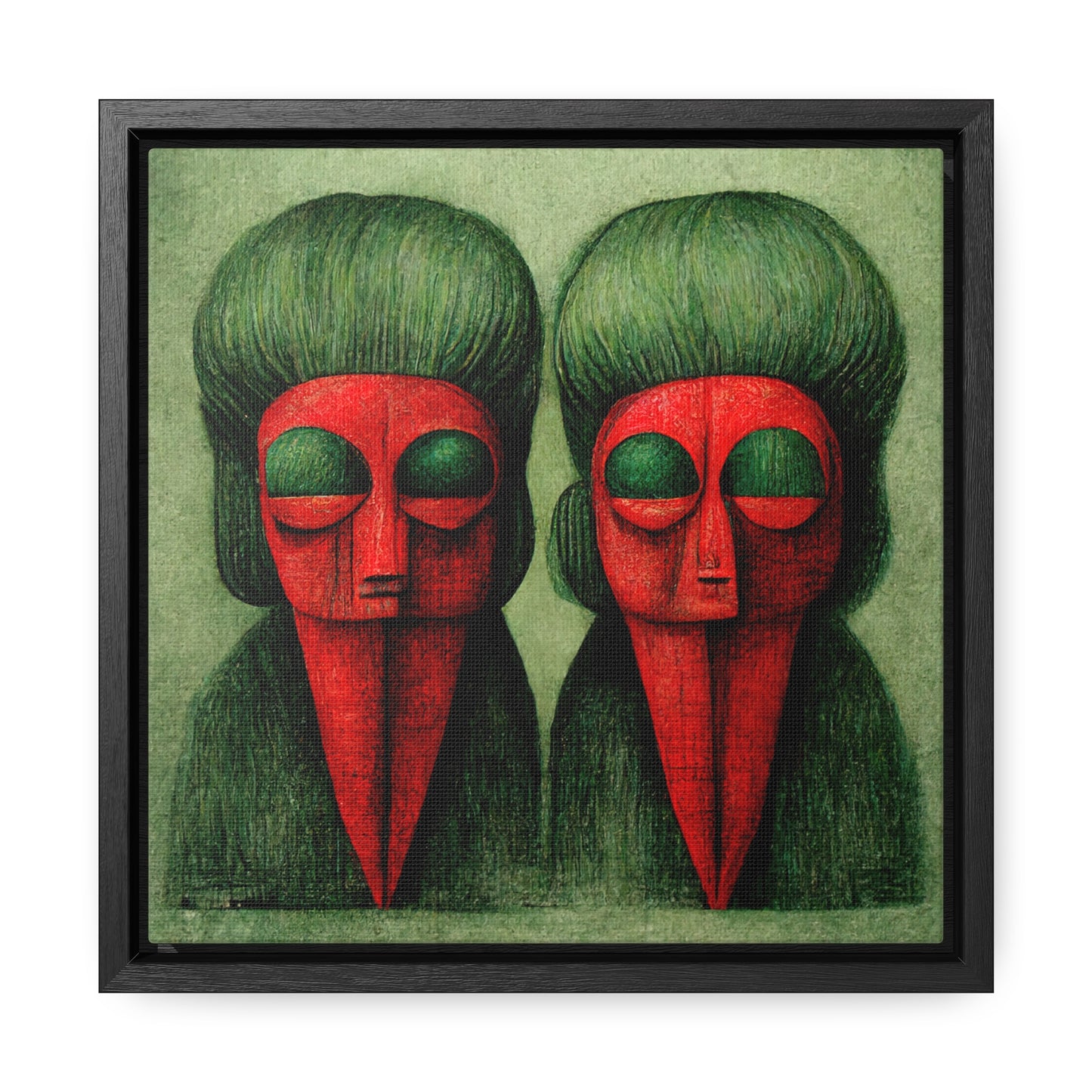 Loneliness Green Red 24, Valentinii, Gallery Canvas Wraps, Square Frame