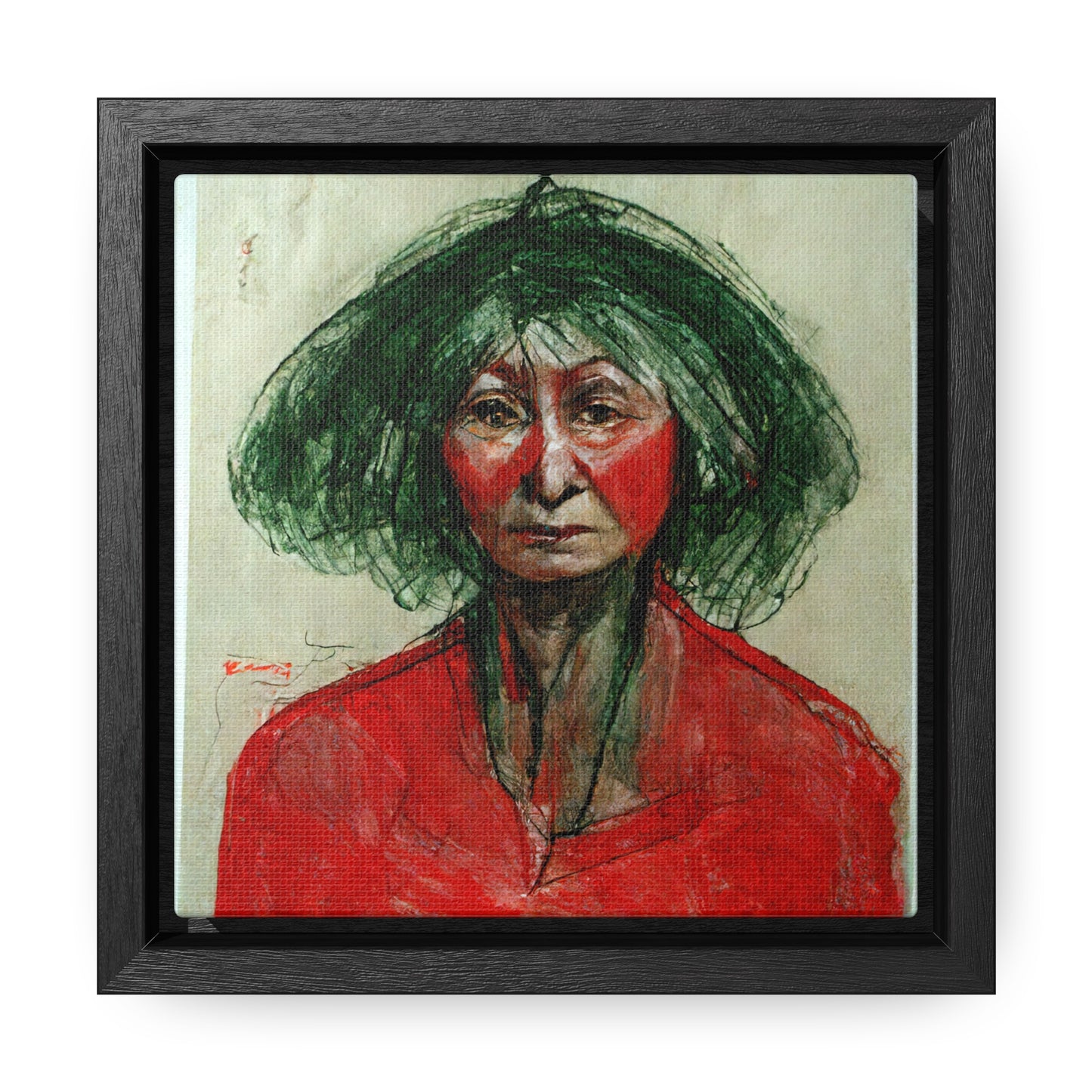 Loneliness Green Red 37, Valentinii, Gallery Canvas Wraps, Square Frame