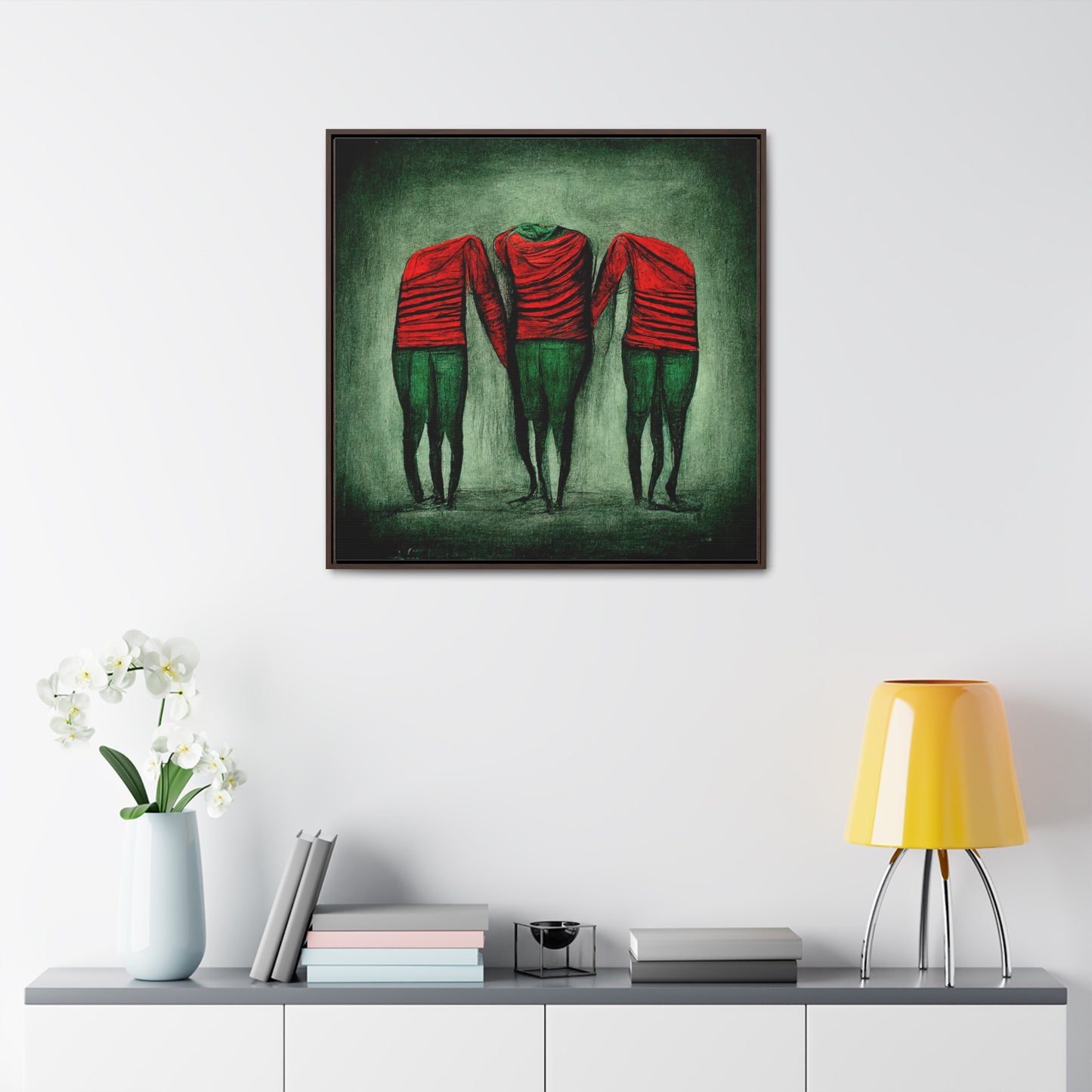 Loneliness Green Red 8, Valentinii, Gallery Canvas Wraps, Square Frame