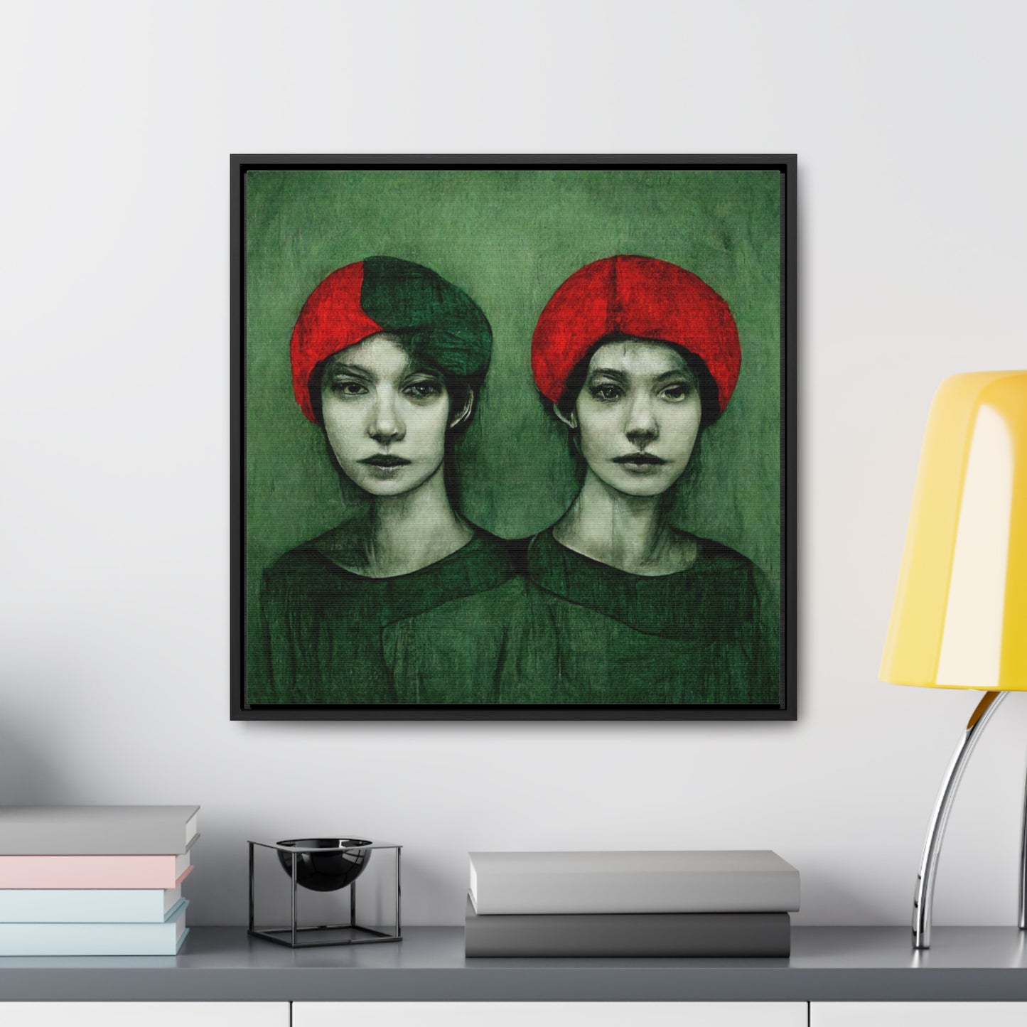 Loneliness Green Red 25, Valentinii, Gallery Canvas Wraps, Square Frame