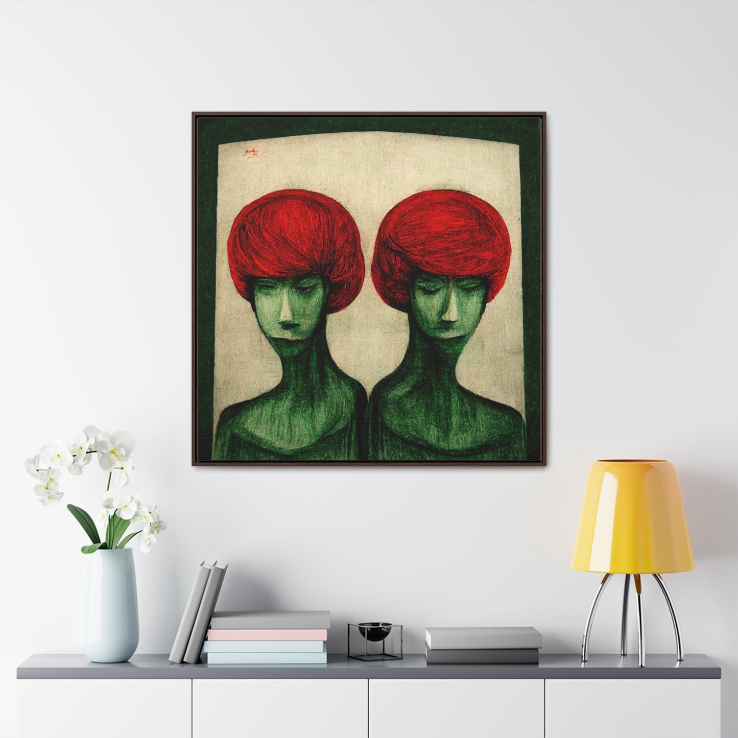 Loneliness Green Red 21, Valentinii, Gallery Canvas Wraps, Square Frame