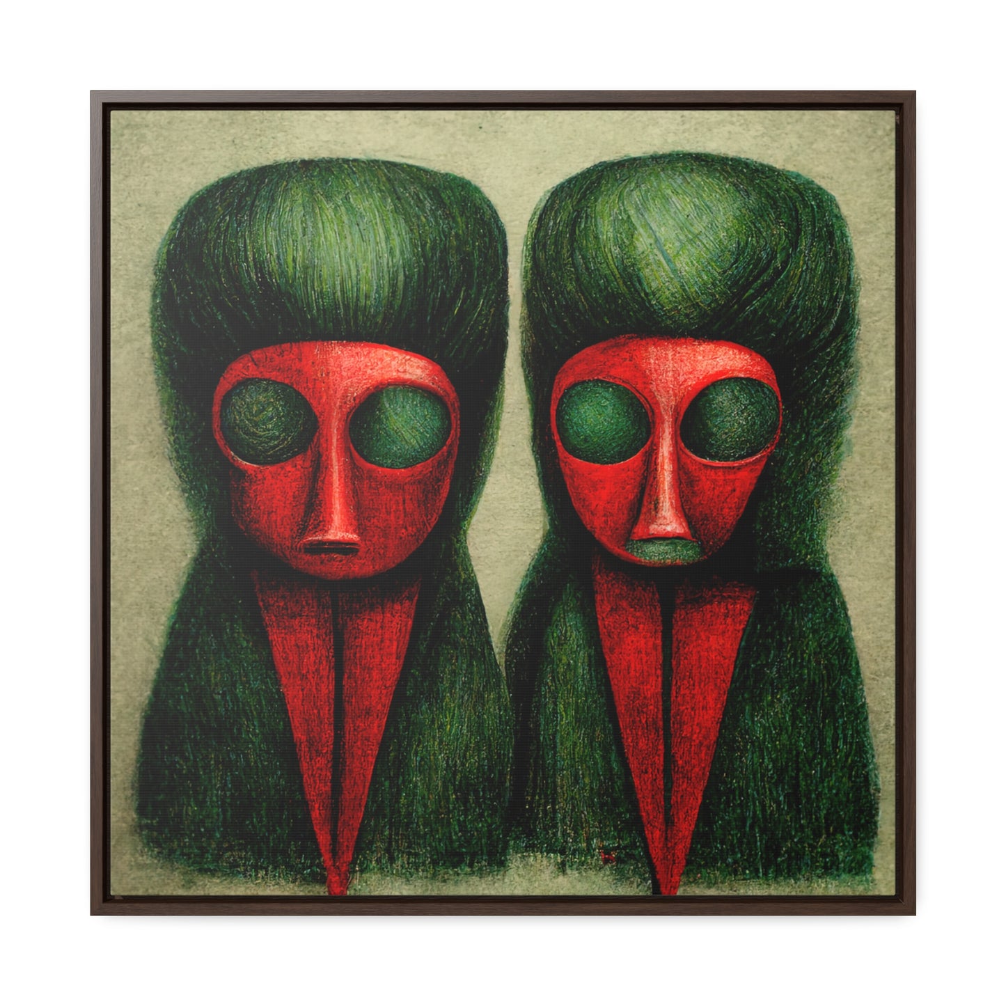 Loneliness Green Red 19, Valentinii, Gallery Canvas Wraps, Square Frame