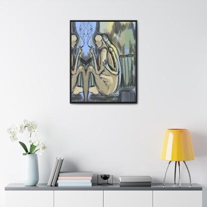 Lovers On The Stairs, Original Eduard Pavel, Gallery Canvas Wraps, Vertical Frame