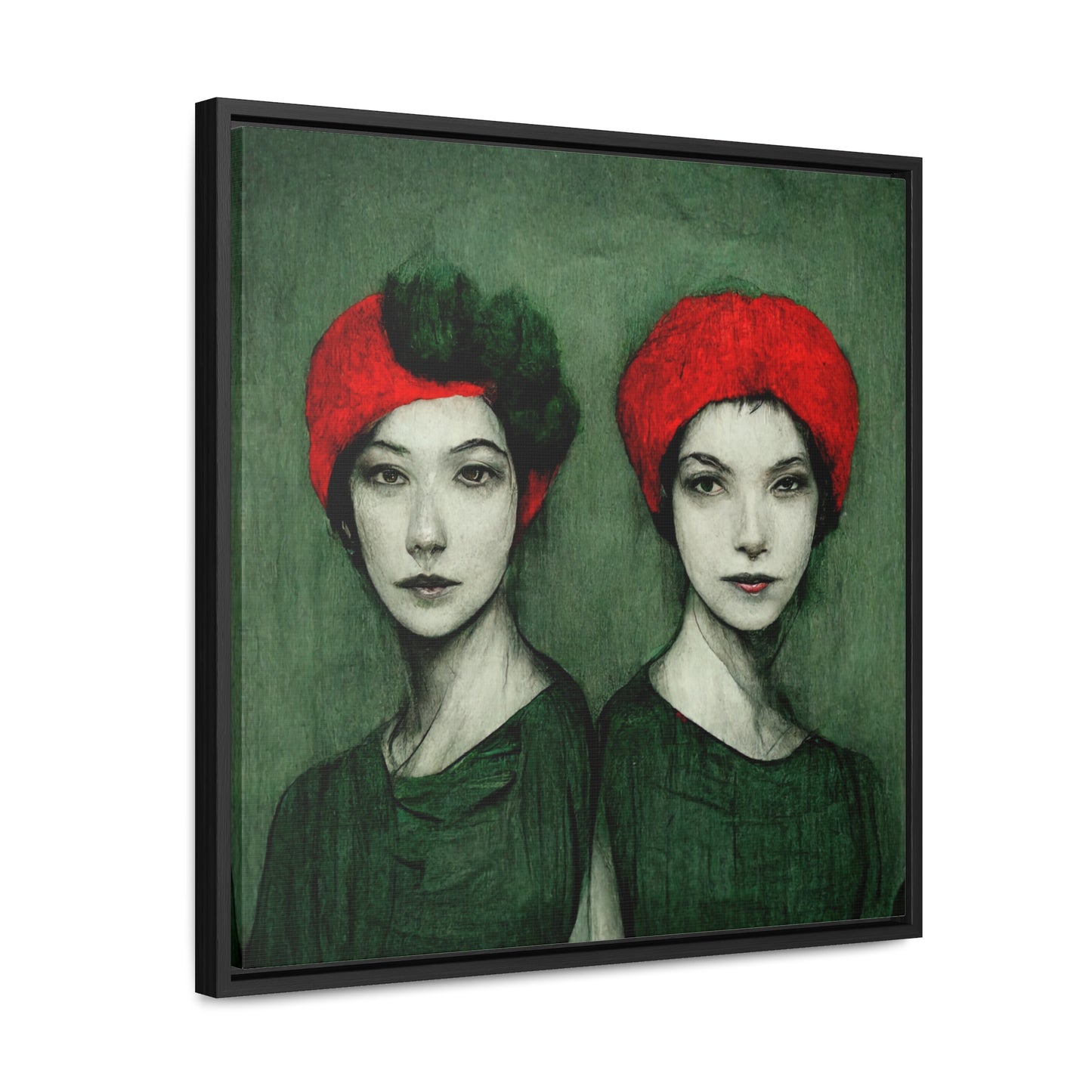 Loneliness Green Red 33, Valentinii, Gallery Canvas Wraps, Square Frame