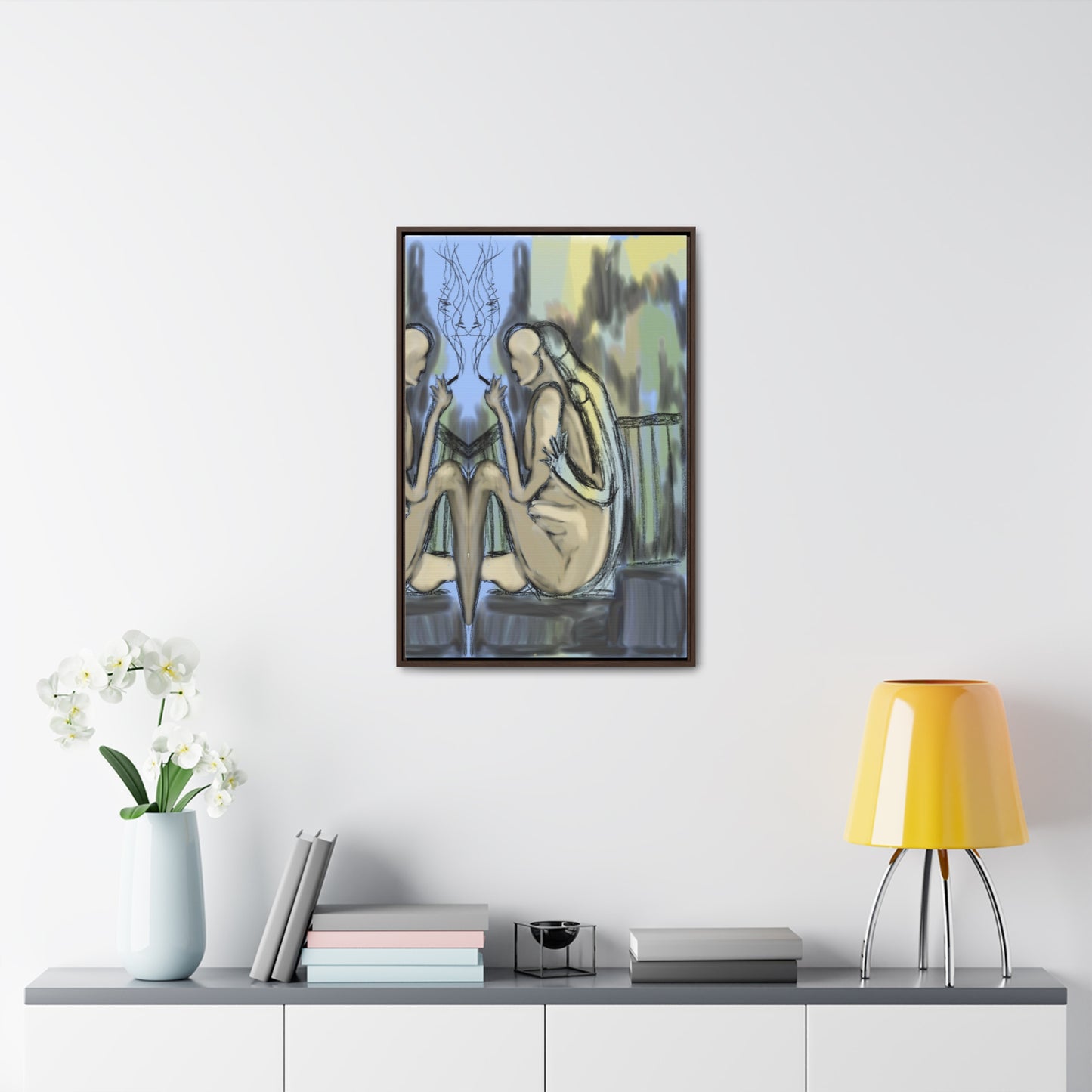 Lovers On The Stairs, Original Eduard Pavel, Gallery Canvas Wraps, Vertical Frame