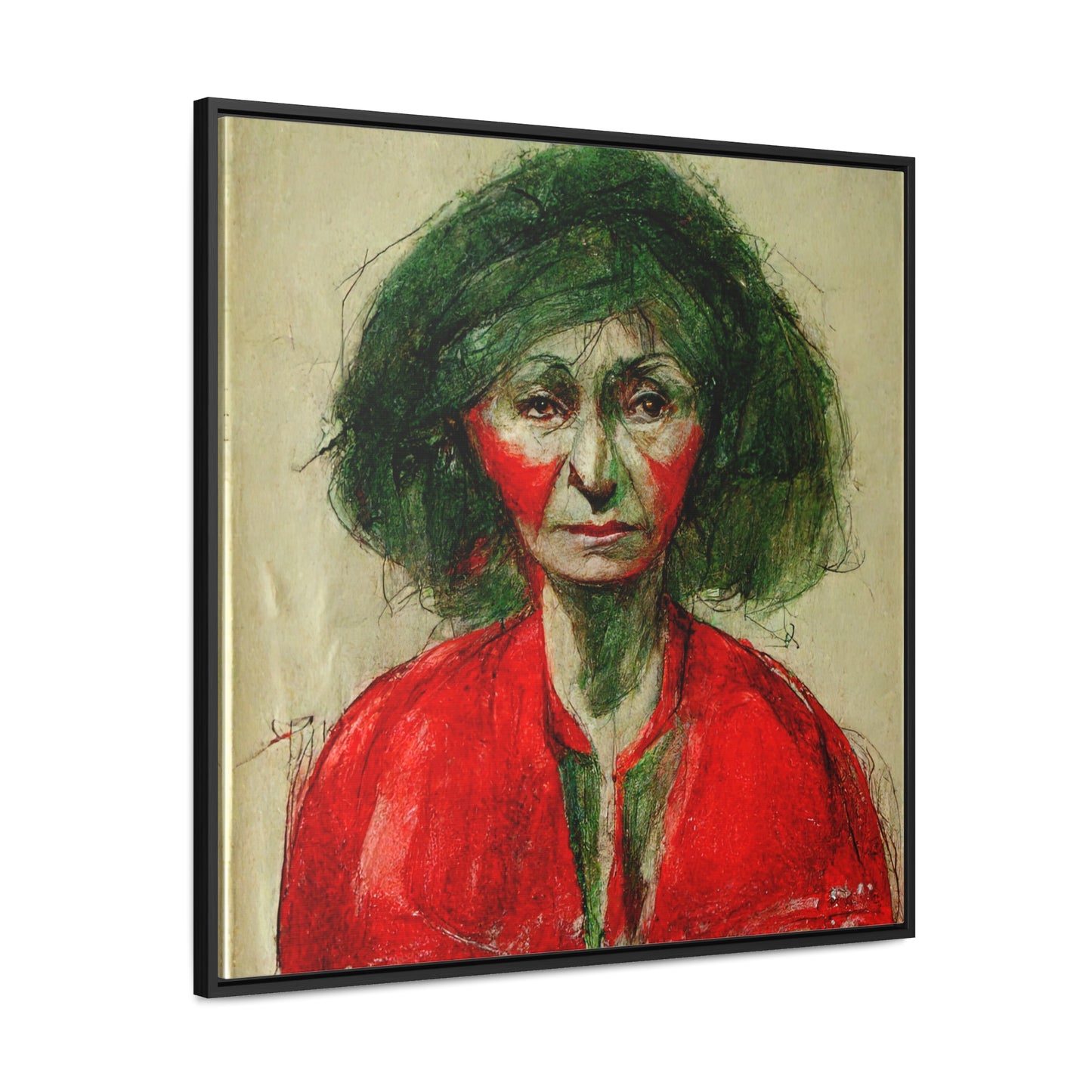 Loneliness Green Red 36, Valentinii, Gallery Canvas Wraps, Square Frame