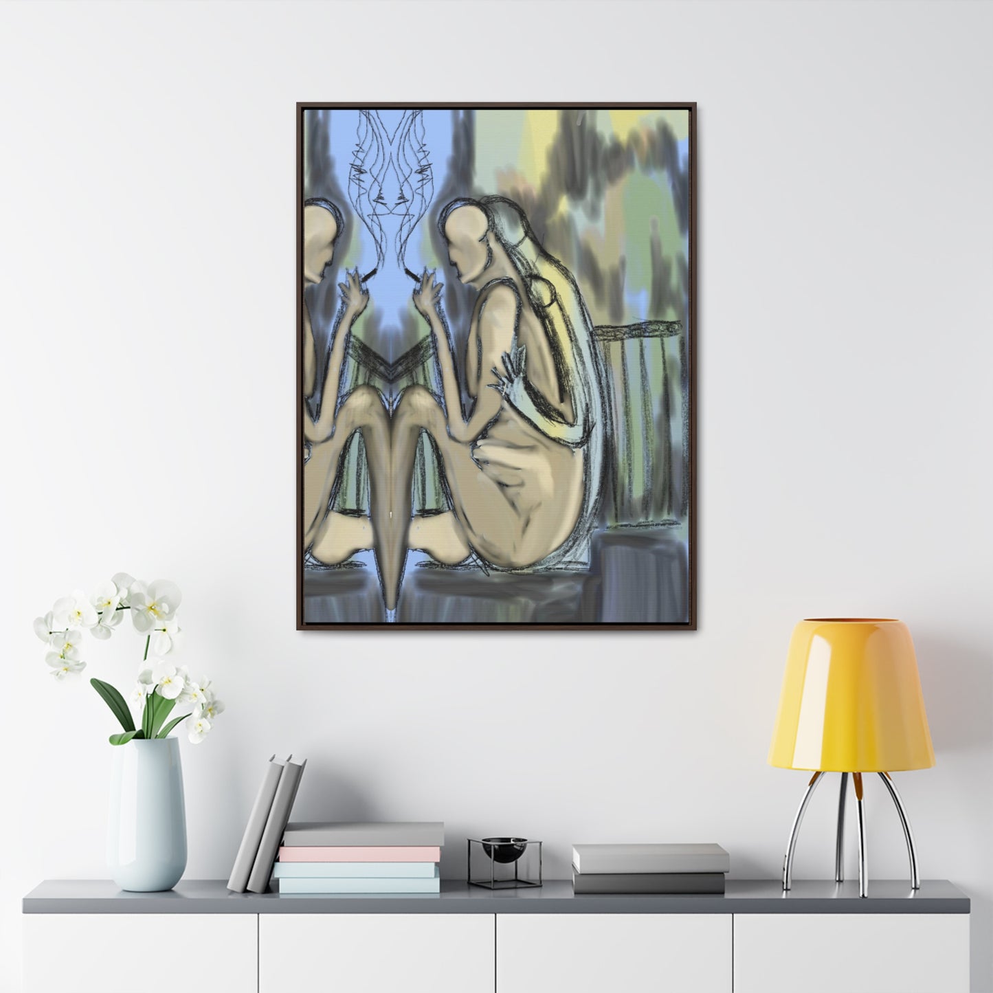 Lovers On The Stairs, Original Eduard Pavel, Gallery Canvas Wraps, Vertical Frame