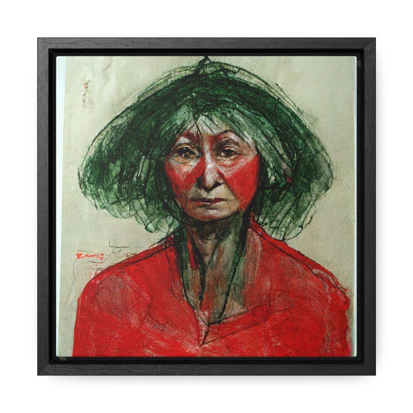 Loneliness Green Red 37, Valentinii, Gallery Canvas Wraps, Square Frame