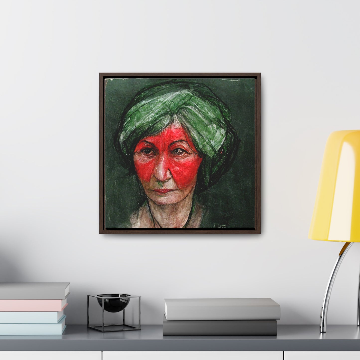 Loneliness Green Red 41, Valentinii, Gallery Canvas Wraps, Square Frame