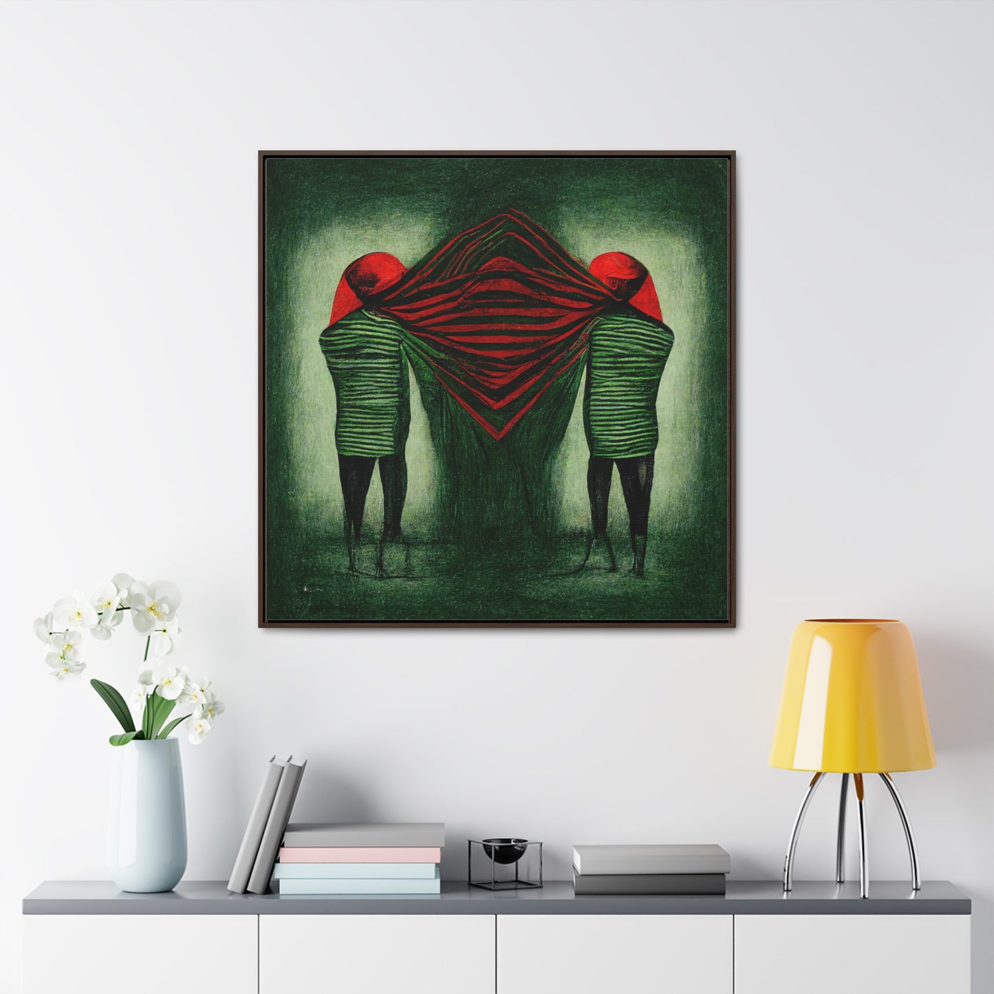 Loneliness Green Red 12, Valentinii, Gallery Canvas Wraps, Square Frame