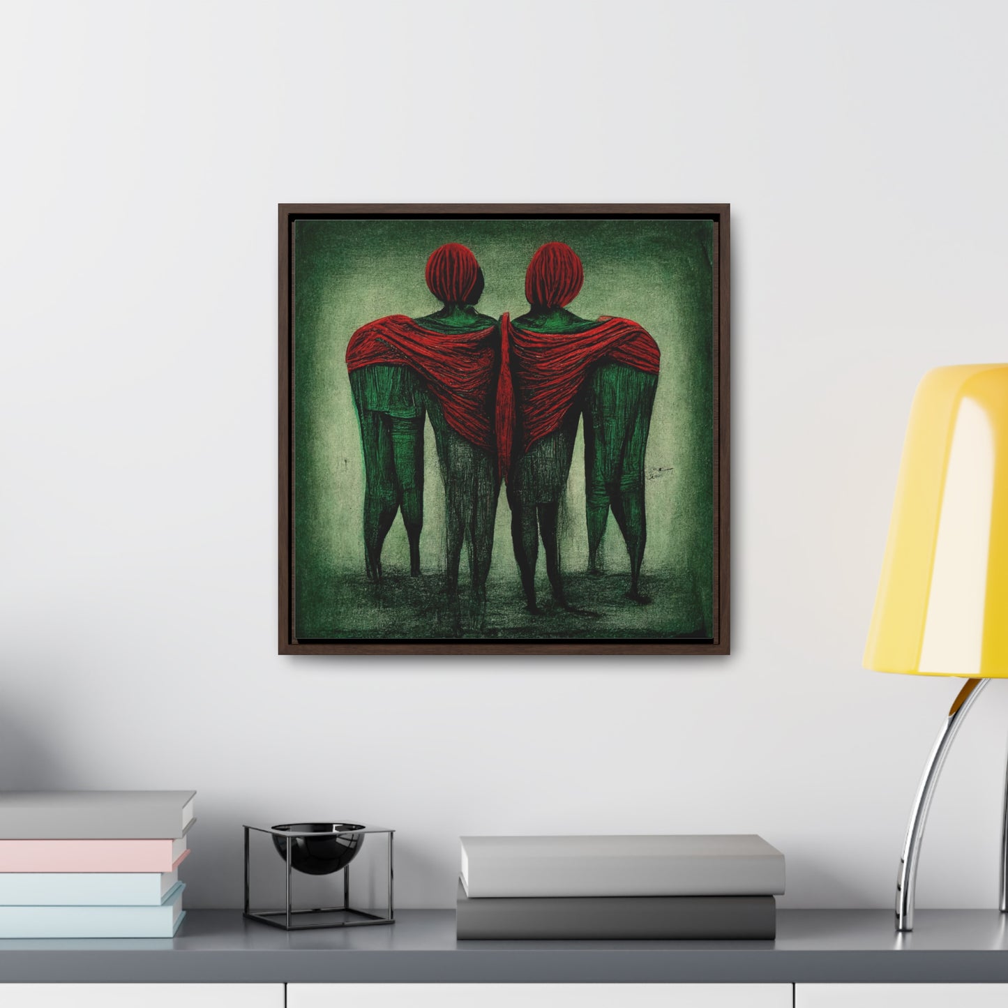 Loneliness Green Red 2, Valentinii, Gallery Canvas Wraps, Square Frame