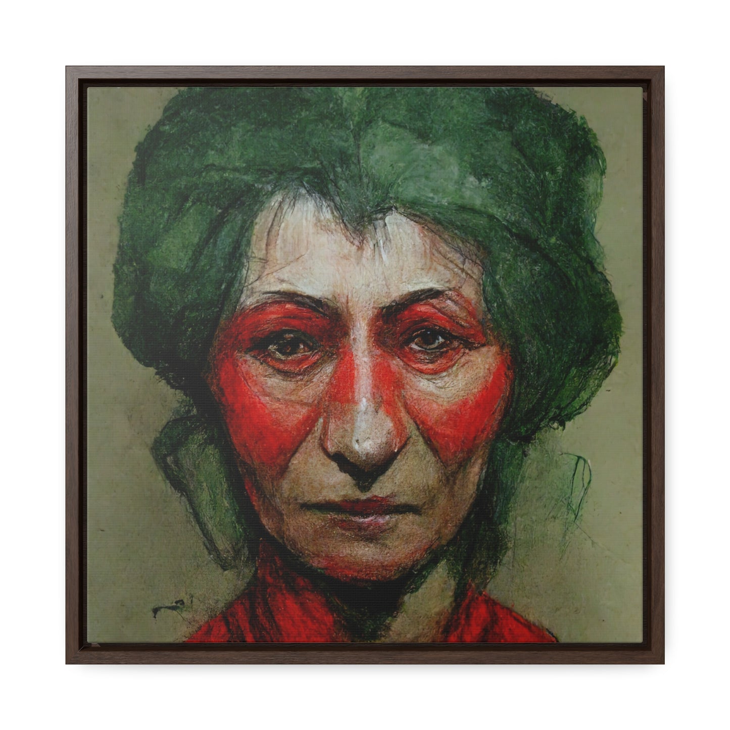 Loneliness Green Red 44, Valentinii, Gallery Canvas Wraps, Square Frame