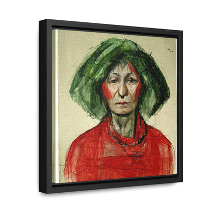 Loneliness Green Red 40, Valentinii, Gallery Canvas Wraps, Square Frame