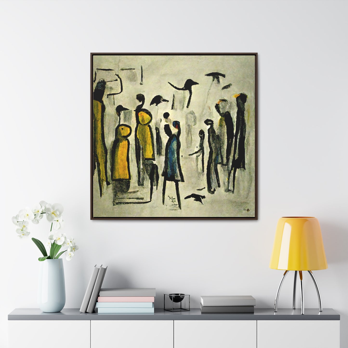 People and Birds 2, Valentinii, Gallery Canvas Wraps, Square Frame