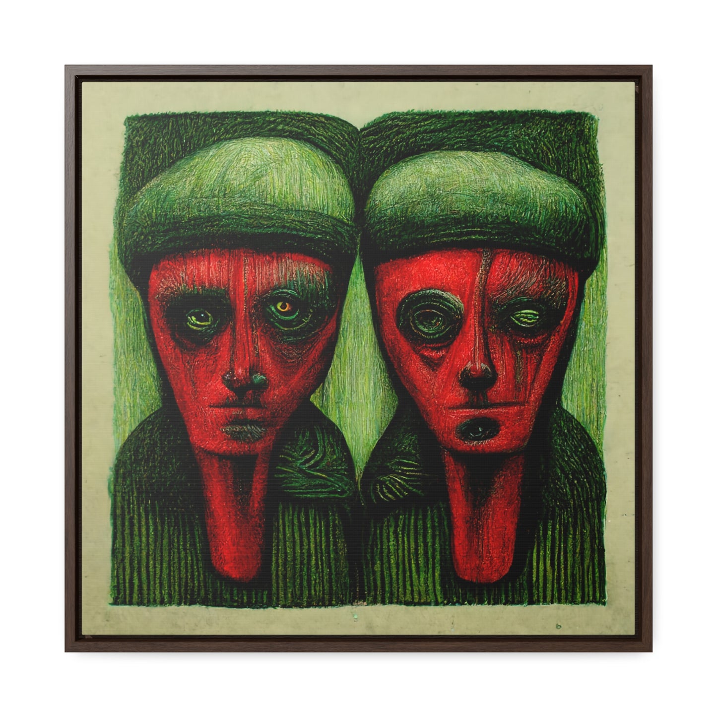 Loneliness Green Red 9, Valentinii, Gallery Canvas Wraps, Square Frame