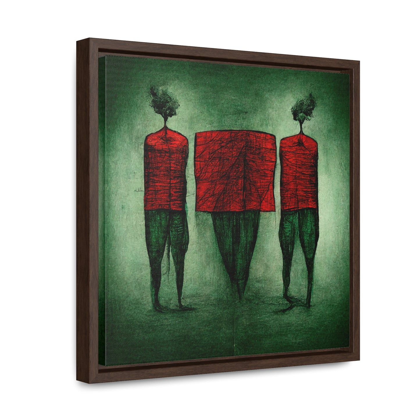 Loneliness Green Red 22, Valentinii, Gallery Canvas Wraps, Square Frame