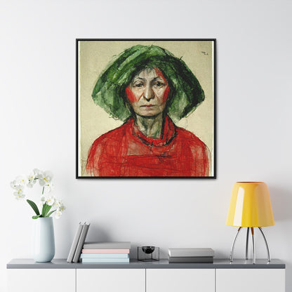 Loneliness Green Red 40, Valentinii, Gallery Canvas Wraps, Square Frame