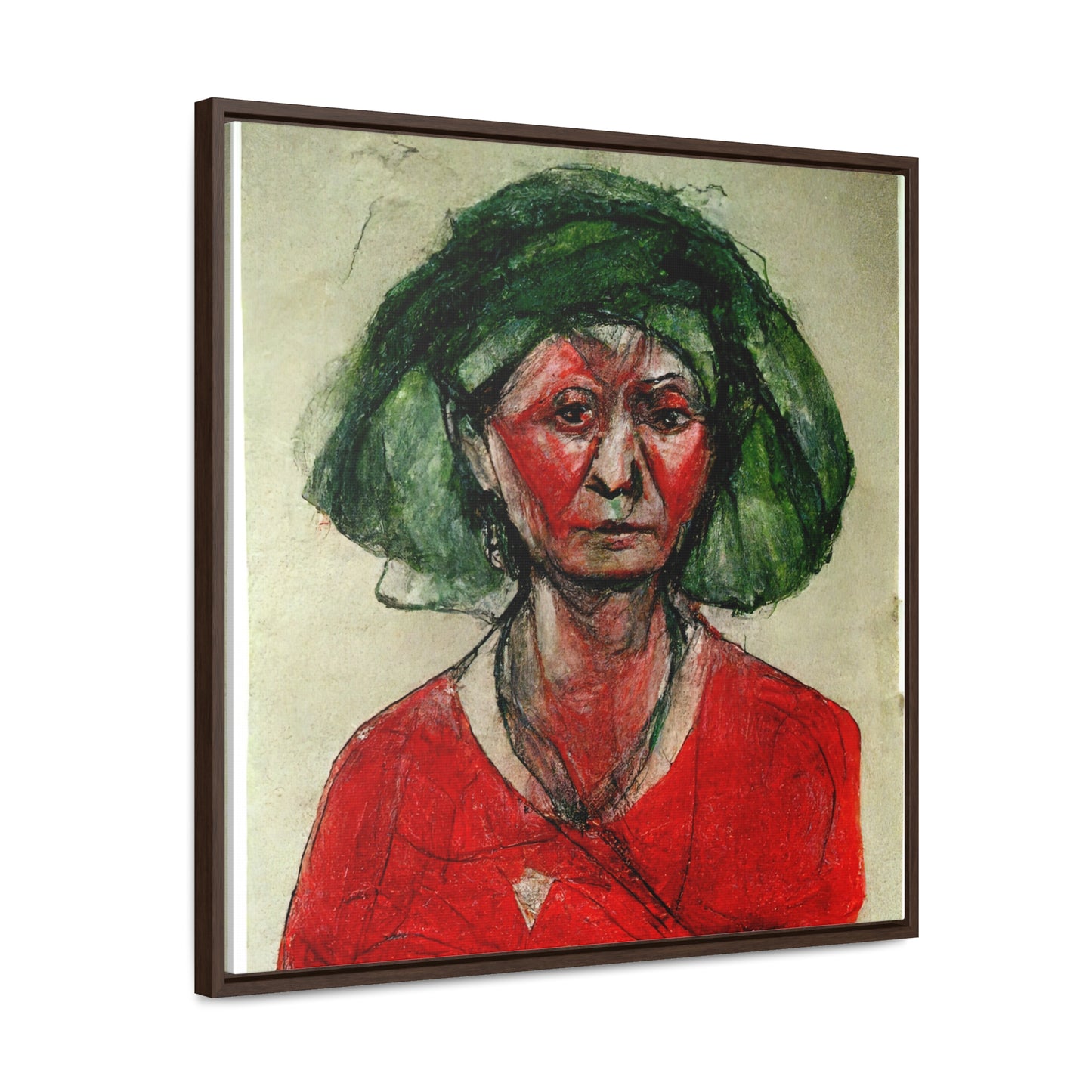 Loneliness Green Red 39, Valentinii, Gallery Canvas Wraps, Square Frame