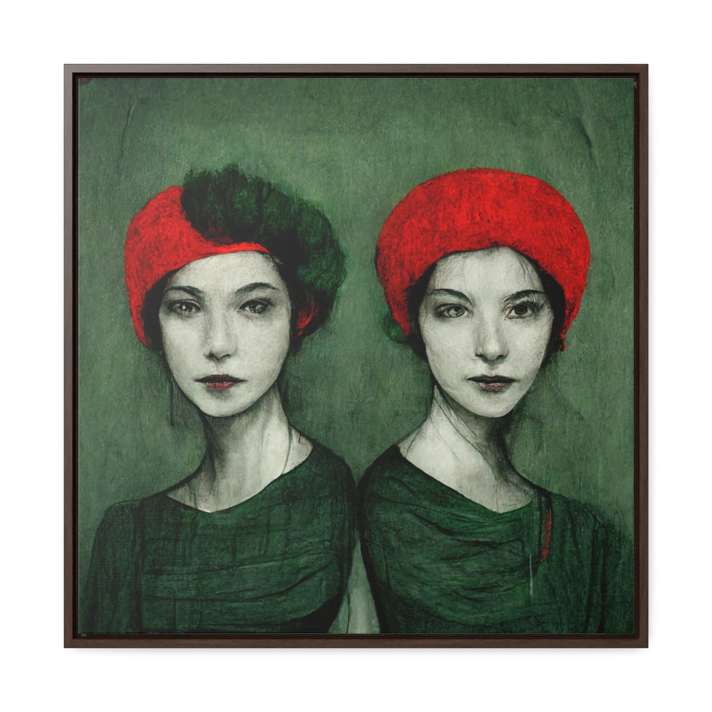 Loneliness Green Red 32, Valentinii, Gallery Canvas Wraps, Square Frame