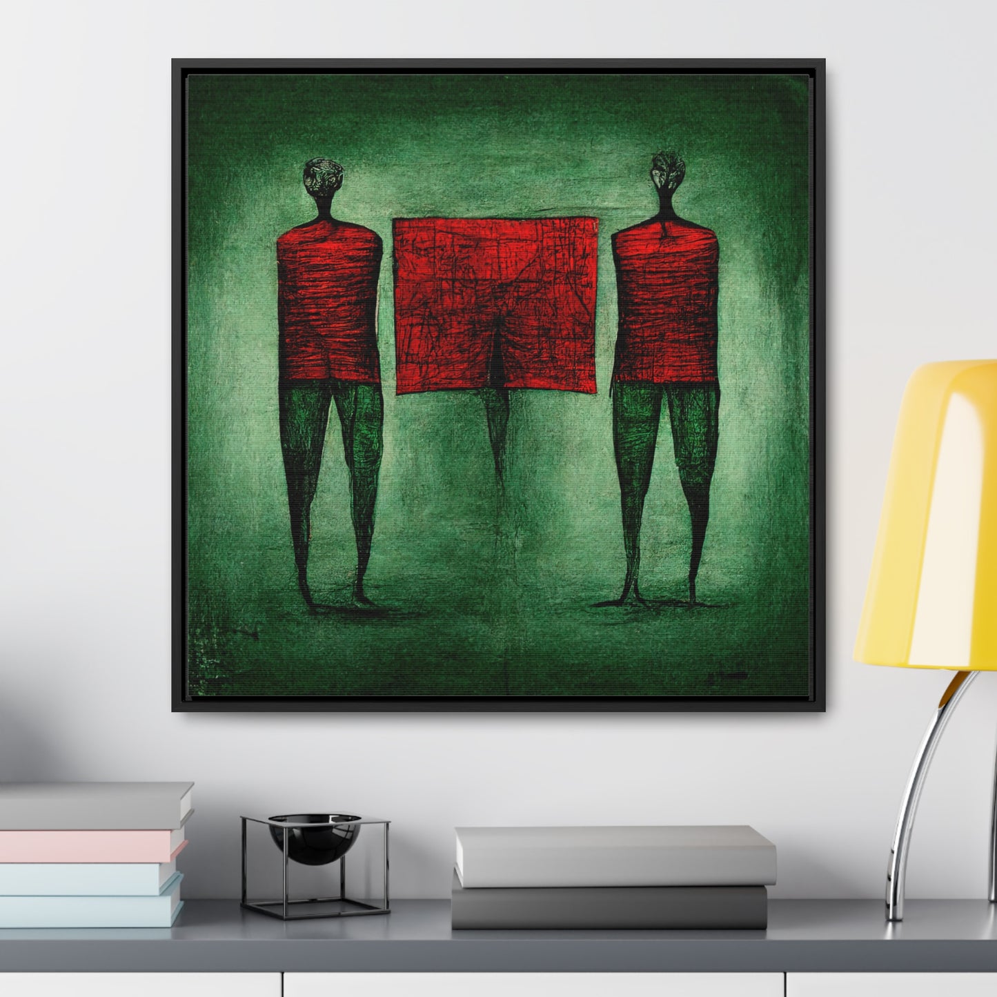 Loneliness Green Red 14, Valentinii, Gallery Canvas Wraps, Square Frame