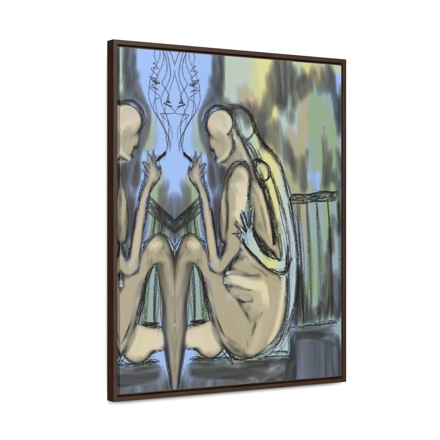 Lovers On The Stairs, Original Eduard Pavel, Gallery Canvas Wraps, Vertical Frame