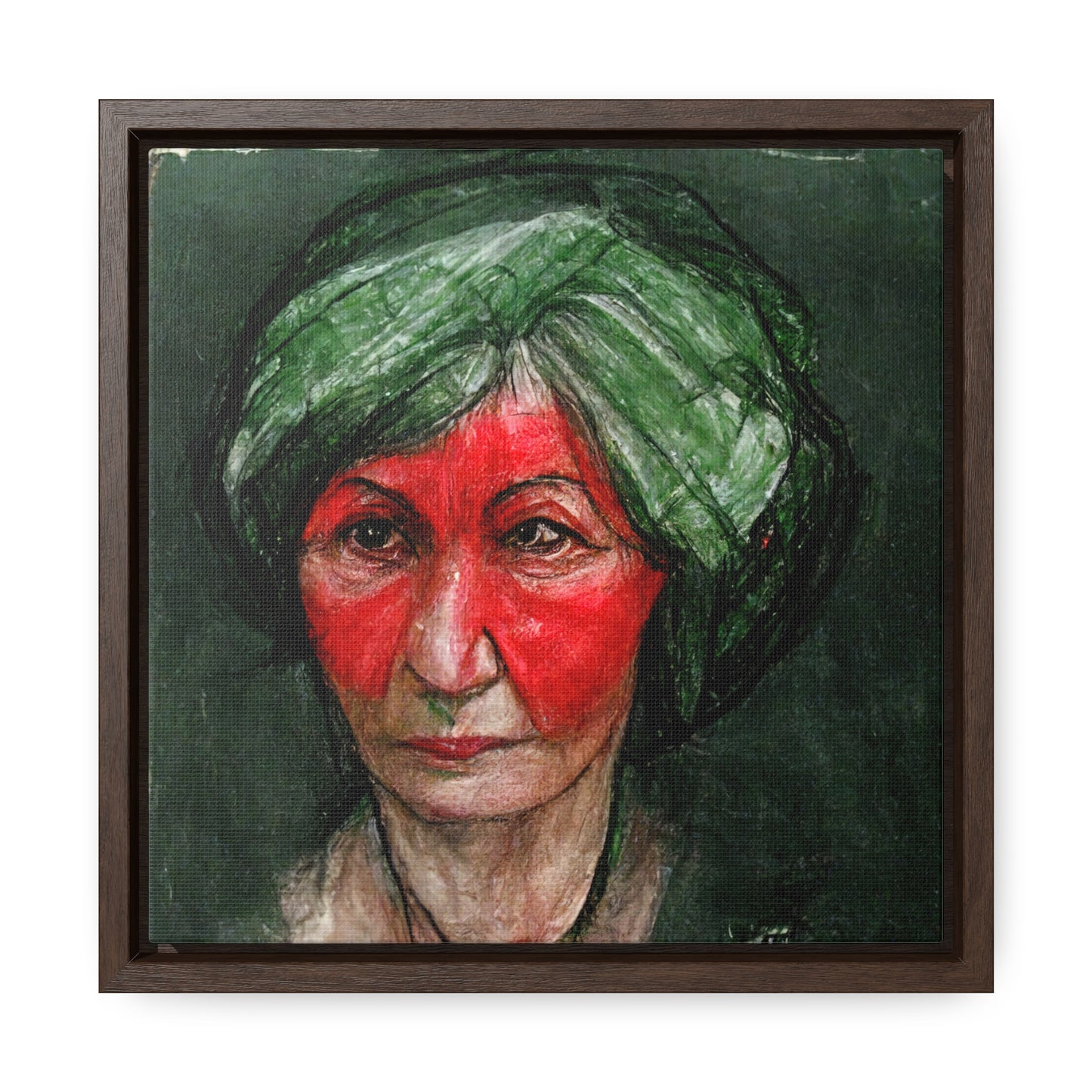 Loneliness Green Red 41, Valentinii, Gallery Canvas Wraps, Square Frame