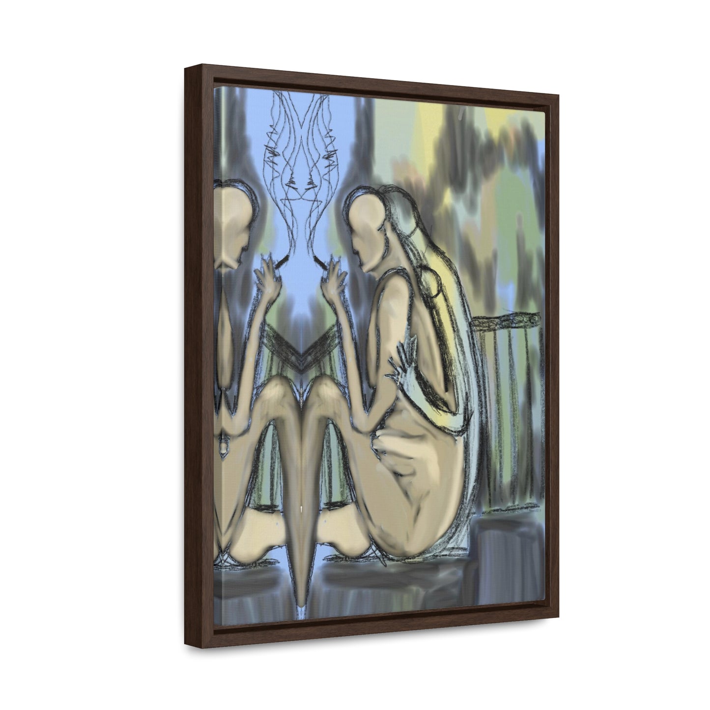 Lovers On The Stairs, Original Eduard Pavel, Gallery Canvas Wraps, Vertical Frame