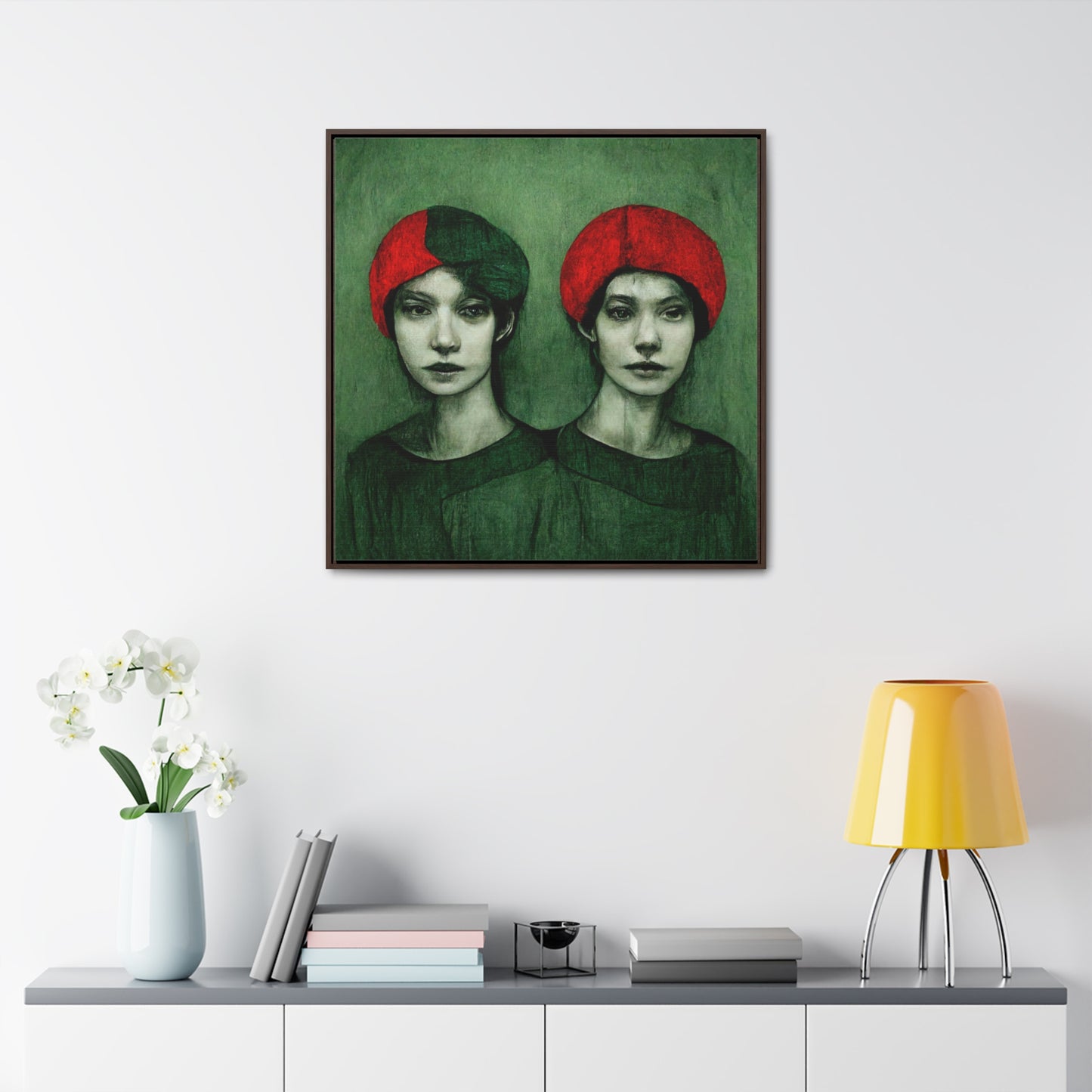 Loneliness Green Red 25, Valentinii, Gallery Canvas Wraps, Square Frame