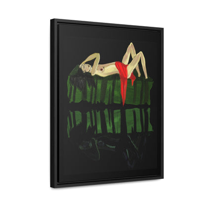 Woman in Bed in Mirror, Original Eduard Pavel, Gallery Canvas Wraps, Vertical Frame