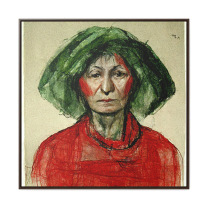 Loneliness Green Red 40, Valentinii, Gallery Canvas Wraps, Square Frame