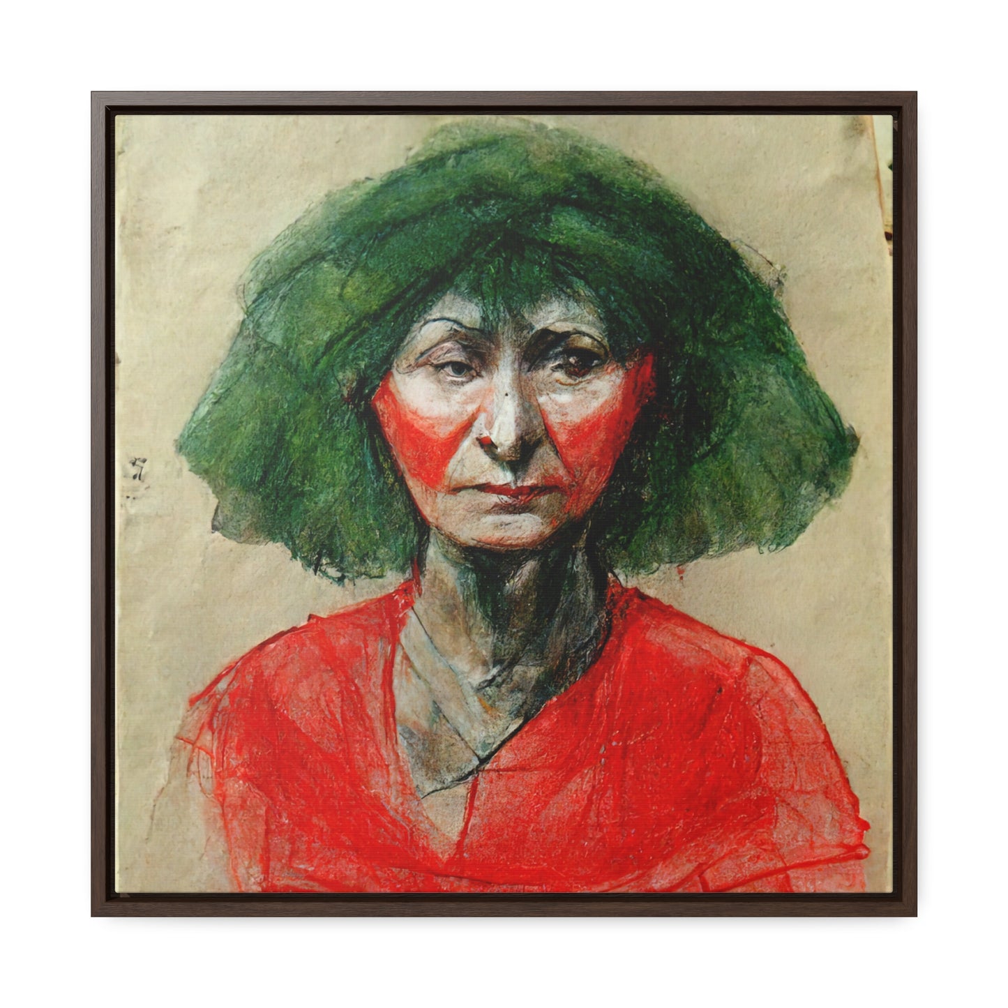 Loneliness Green Red 34, Valentinii, Gallery Canvas Wraps, Square Frame