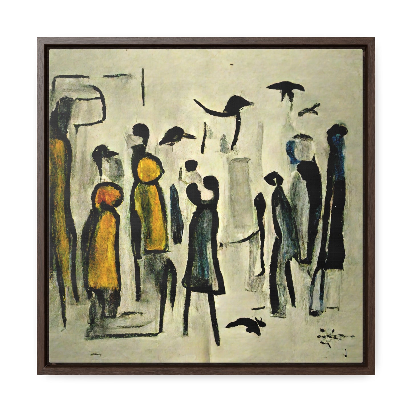 People and Birds 3, Valentinii, Gallery Canvas Wraps, Square Frame