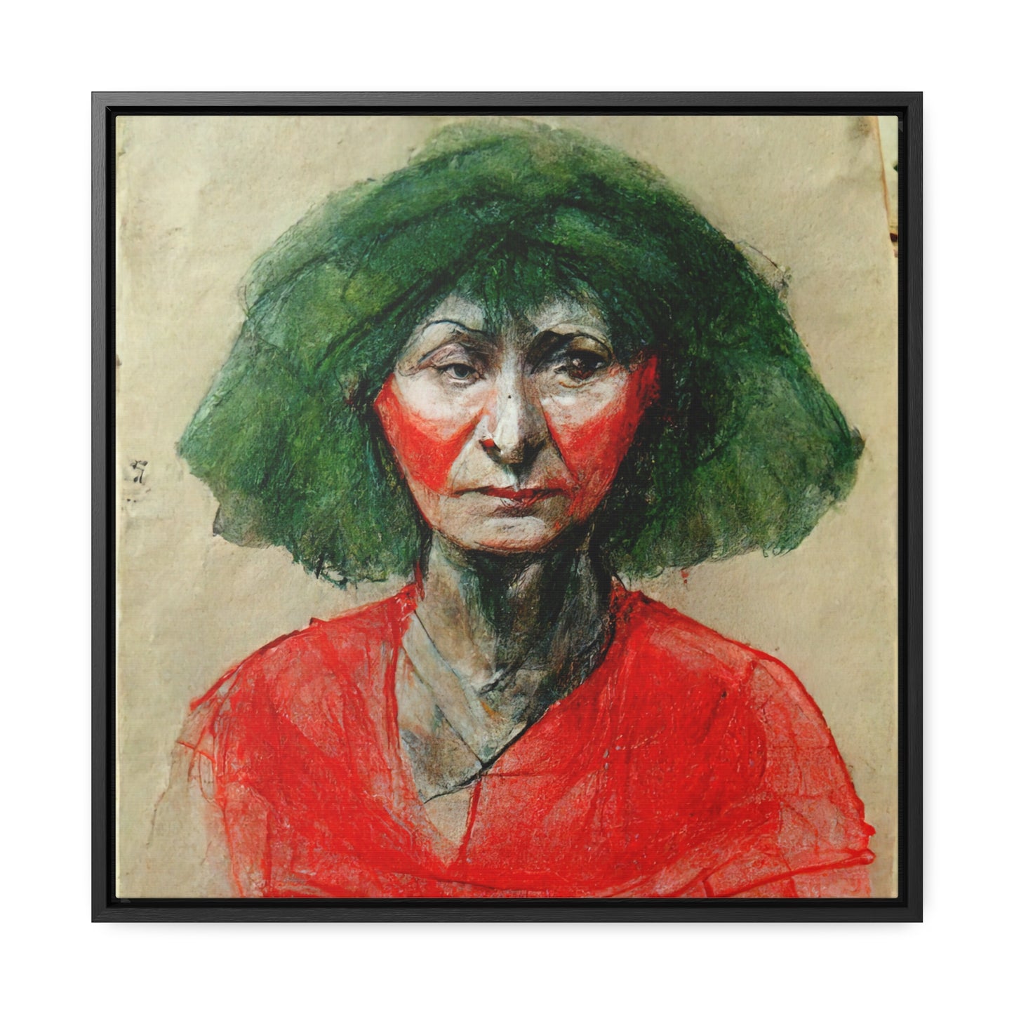 Loneliness Green Red 34, Valentinii, Gallery Canvas Wraps, Square Frame