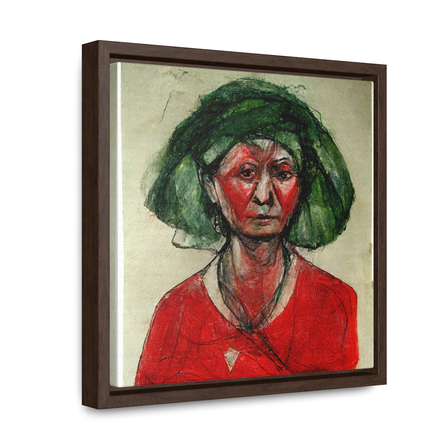 Loneliness Green Red 39, Valentinii, Gallery Canvas Wraps, Square Frame