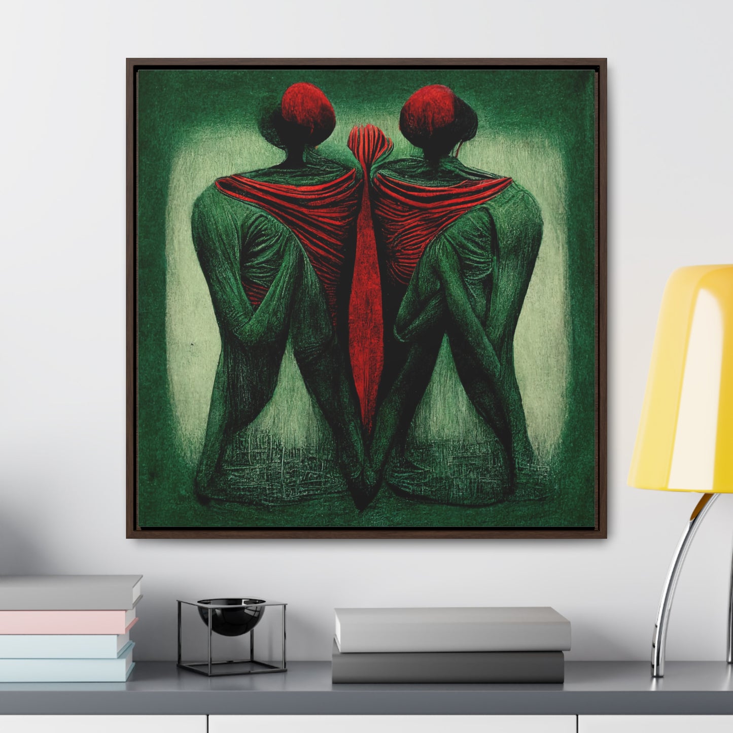 Loneliness Green Red 3, Valentinii, Gallery Canvas Wraps, Square Frame