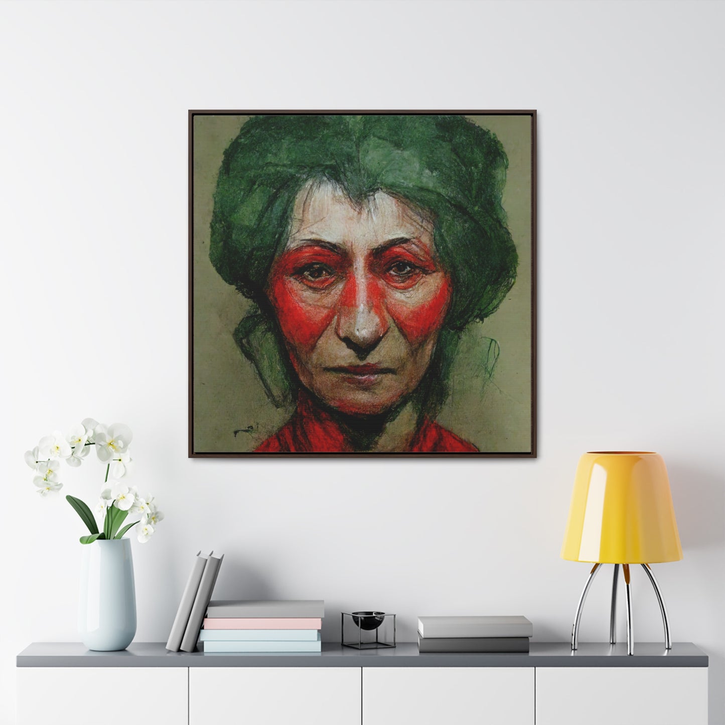 Loneliness Green Red 44, Valentinii, Gallery Canvas Wraps, Square Frame