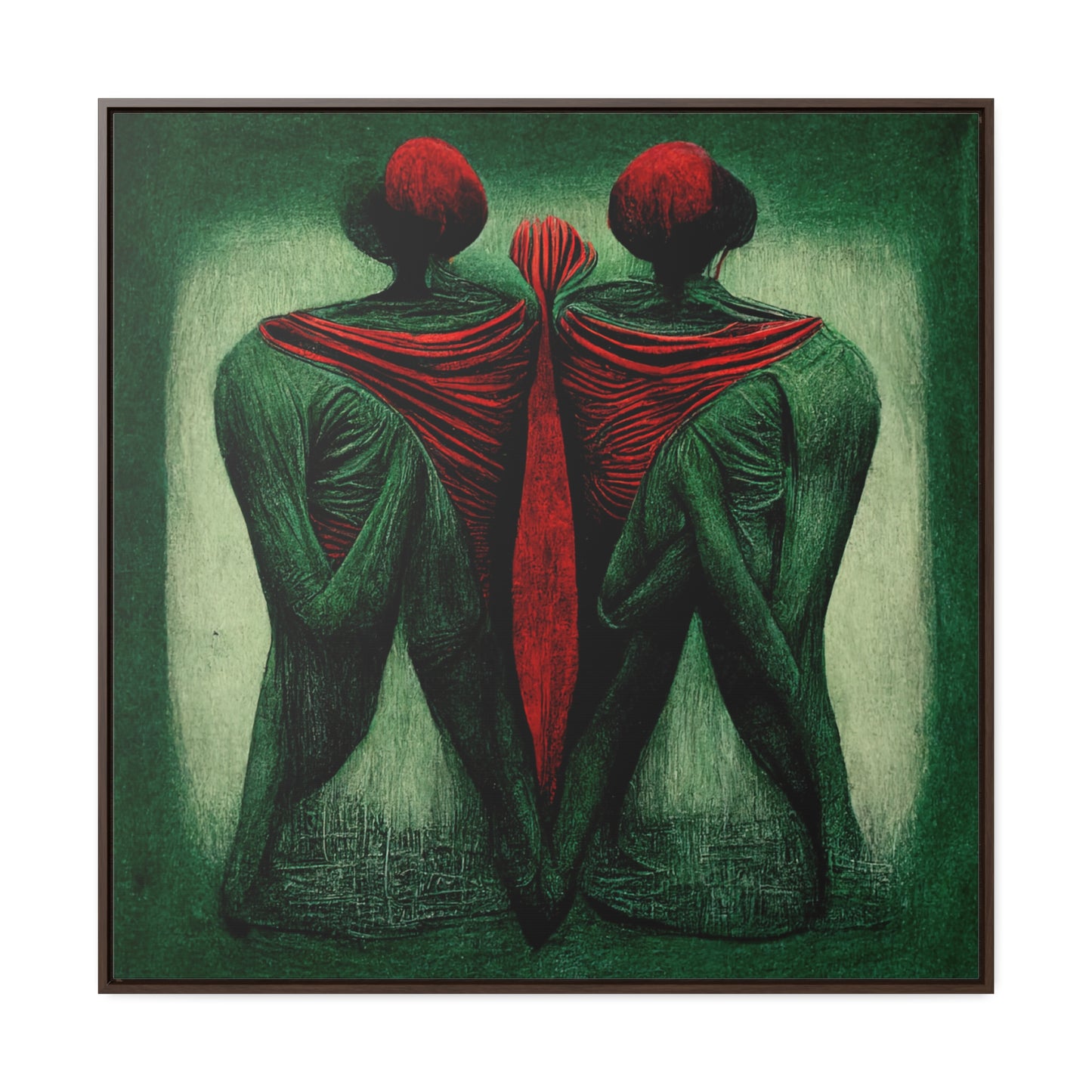 Loneliness Green Red 3, Valentinii, Gallery Canvas Wraps, Square Frame