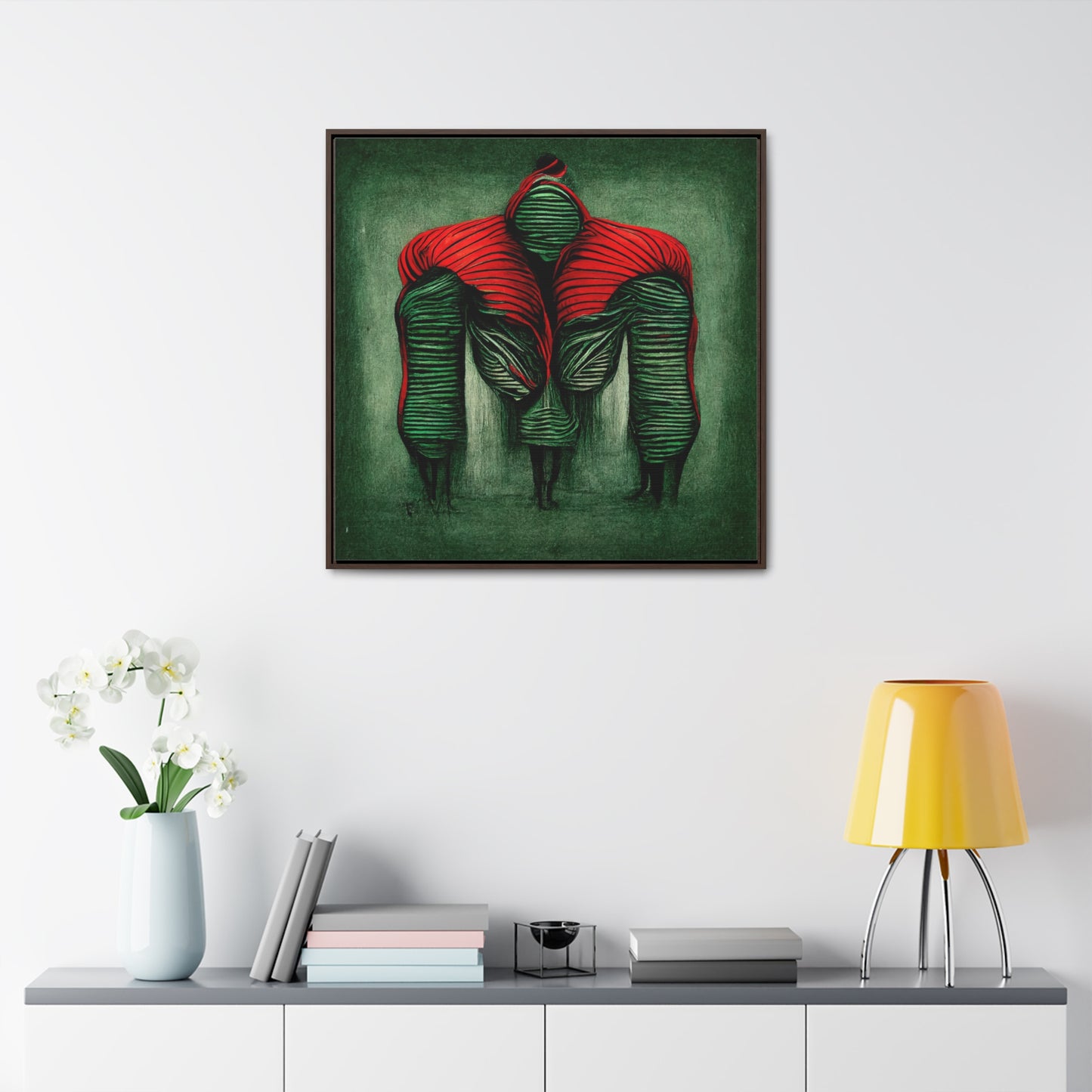 Loneliness Green Red 5, Valentinii, Gallery Canvas Wraps, Square Frame