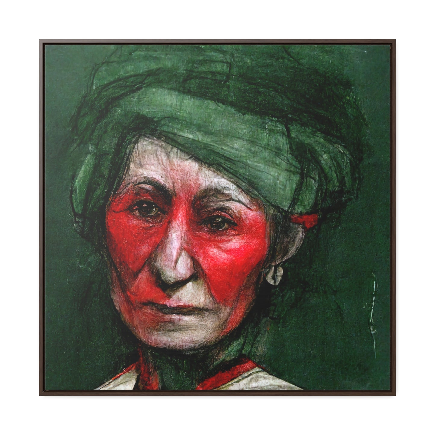 Loneliness Green Red 43, Valentinii, Gallery Canvas Wraps, Square Frame