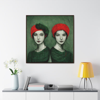 Loneliness Green Red 32, Valentinii, Gallery Canvas Wraps, Square Frame