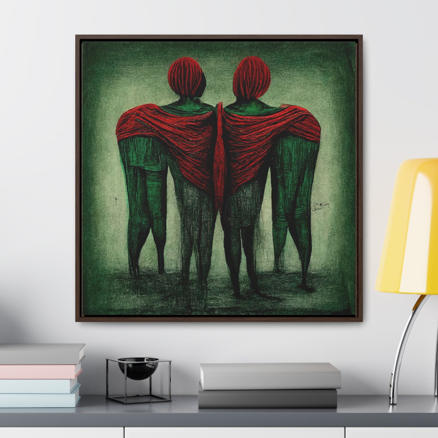 Loneliness Green Red 2, Valentinii, Gallery Canvas Wraps, Square Frame