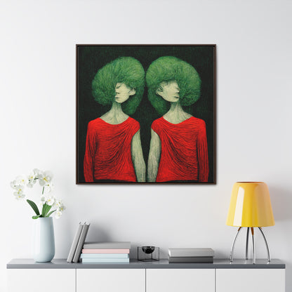 Loneliness Green Red 31, Valentinii, Gallery Canvas Wraps, Square Frame